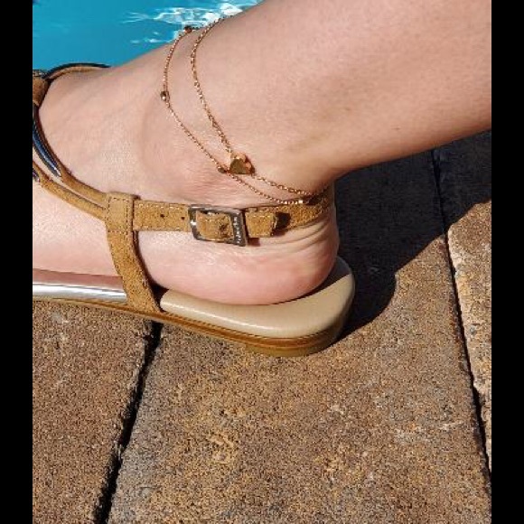 Boho Heart Gold tone 2 anklet set - Picture 2 of 3